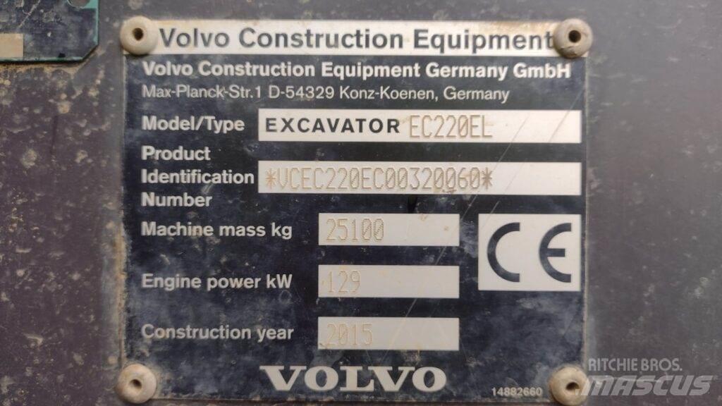 Volvo EC220EL 대형 굴삭기 29톤 이상
