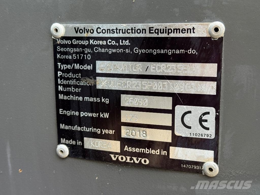 Volvo ECR 235 EL 대형 굴삭기 29톤 이상
