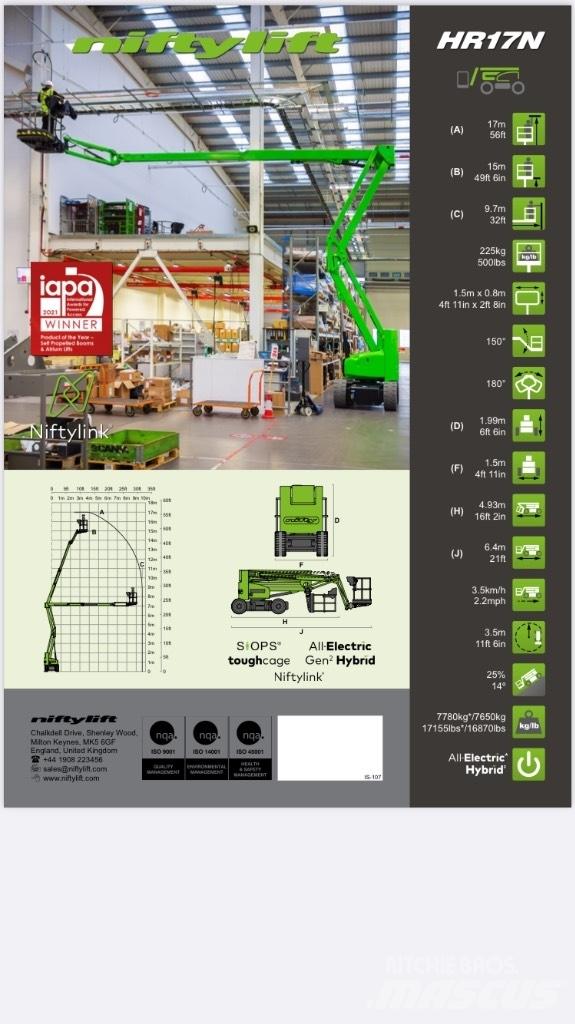 Niftylift HR 17NE 관절형 전동이동 리프트