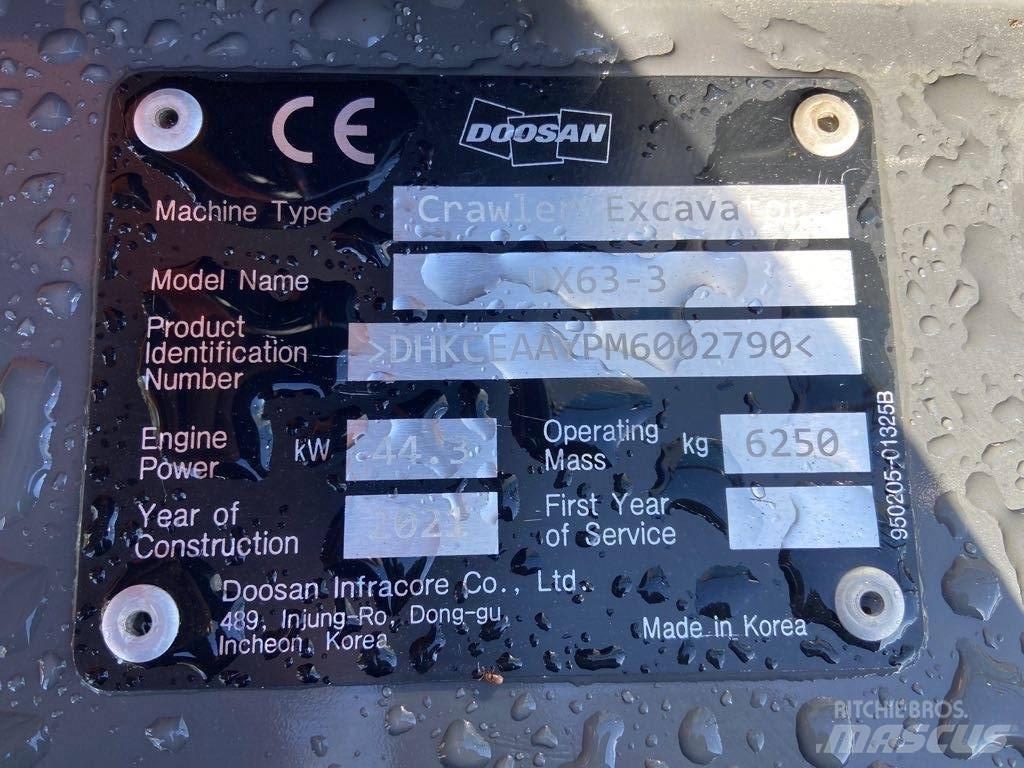 Doosan DX63-3 대형 굴삭기 29톤 이상