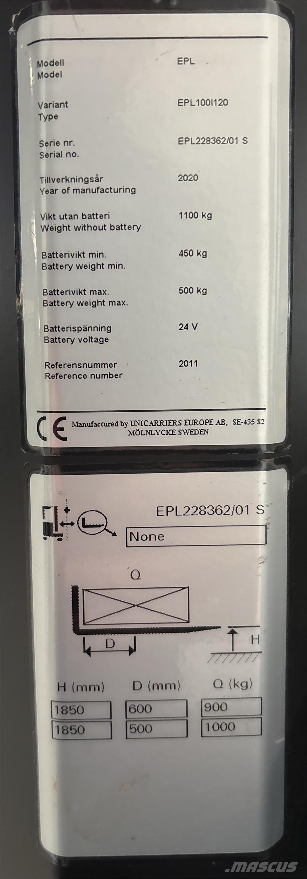 UniCarriers EPL100 경량 반출 리프터