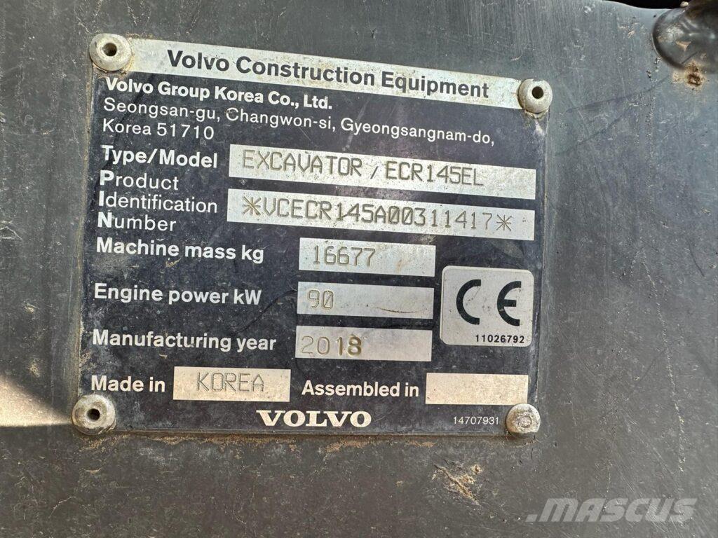 Volvo ECR145EL 대형 굴삭기 29톤 이상