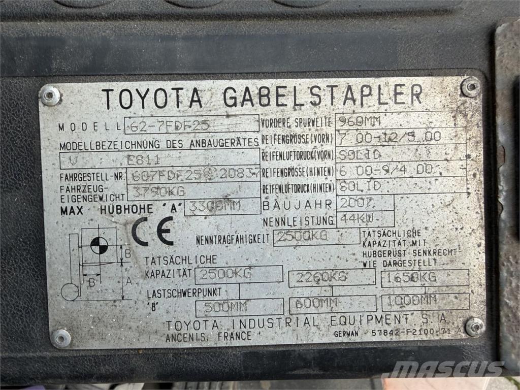 Toyota 62-7FDF25 디젤 지게차