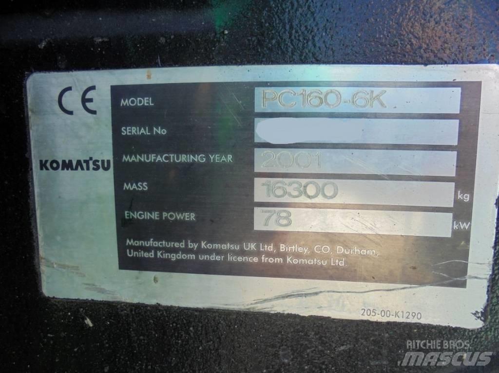 Komatsu PC 160-6K 대형 굴삭기 29톤 이상