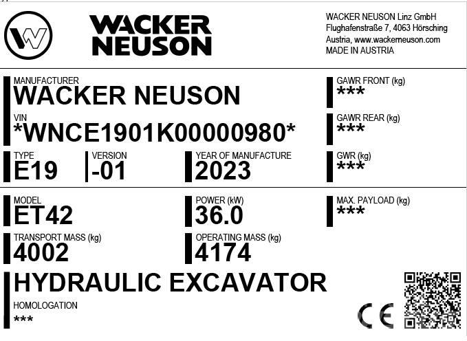Wacker Neuson ET42 대형 굴삭기 29톤 이상