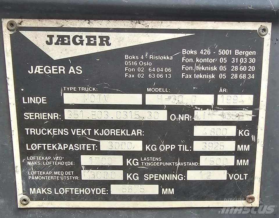 Linde H 30 D 디젤 지게차