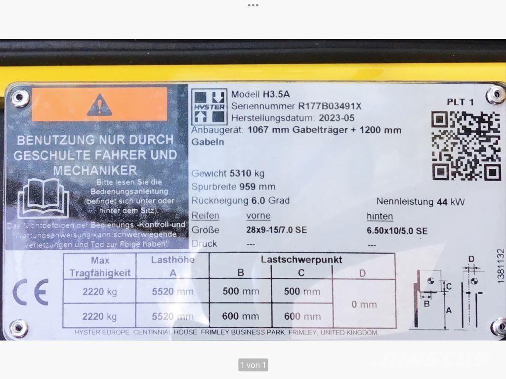 Hyster H 3.5 A 디젤 지게차