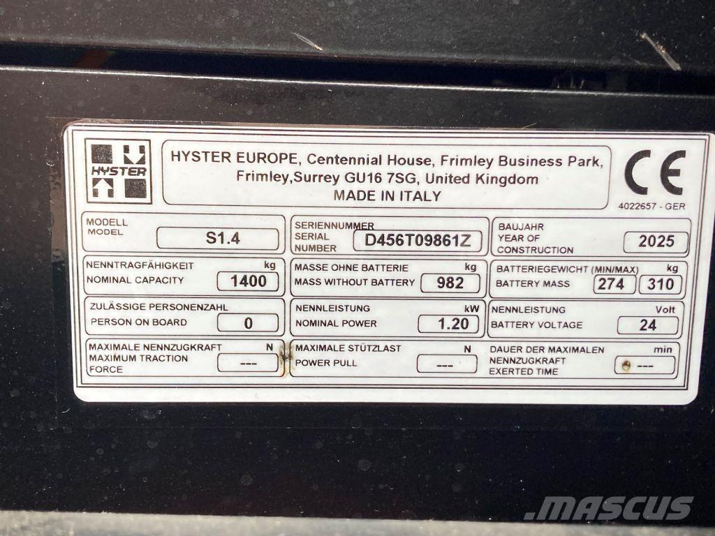 Hyster S 1.4 포크리프트