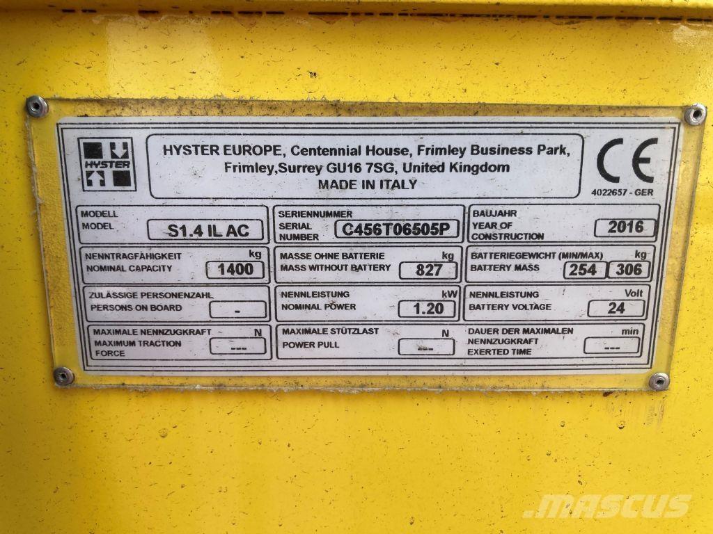 Hyster S 1.4 IL 포크리프트