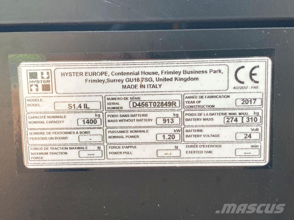 Hyster S 1.4 IL 포크리프트