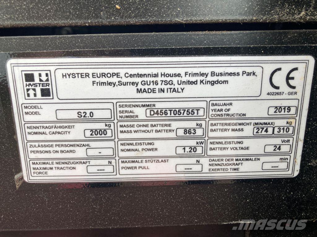 Hyster S 2.0 포크리프트