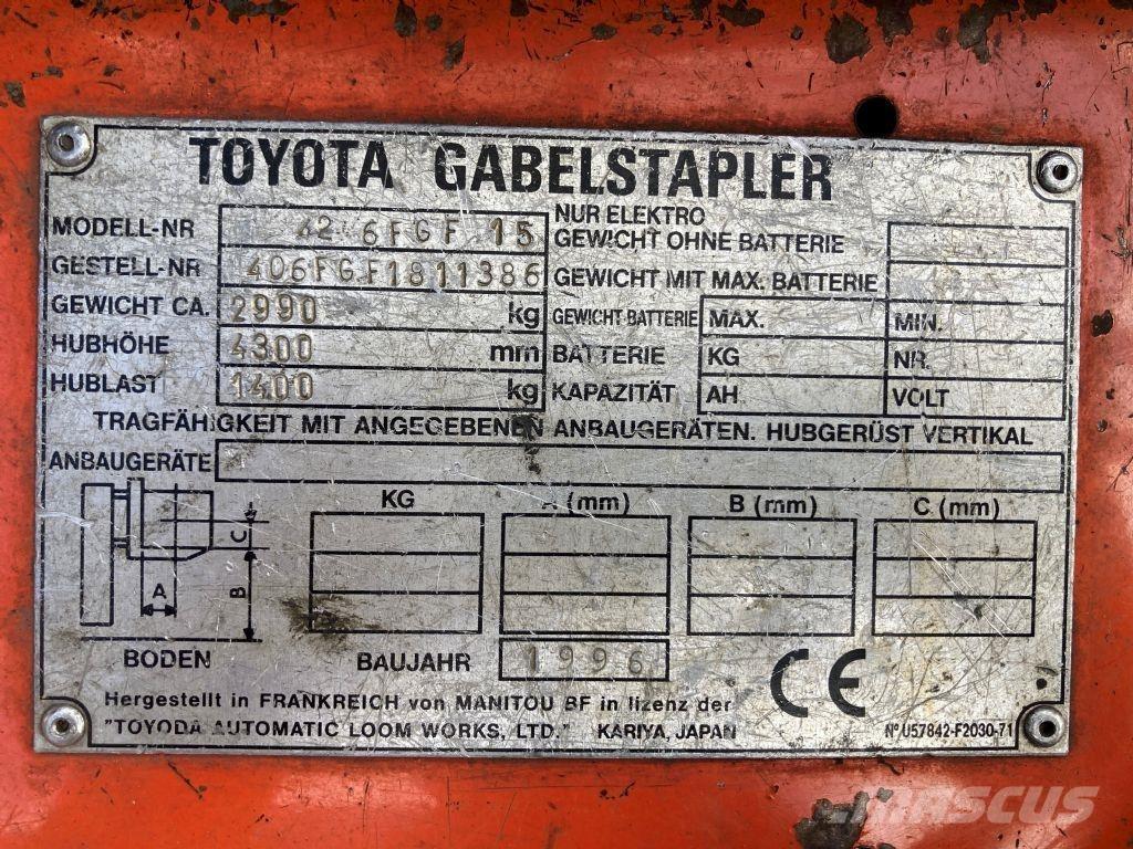Toyota 42 6FGF 15 LPG 지게차