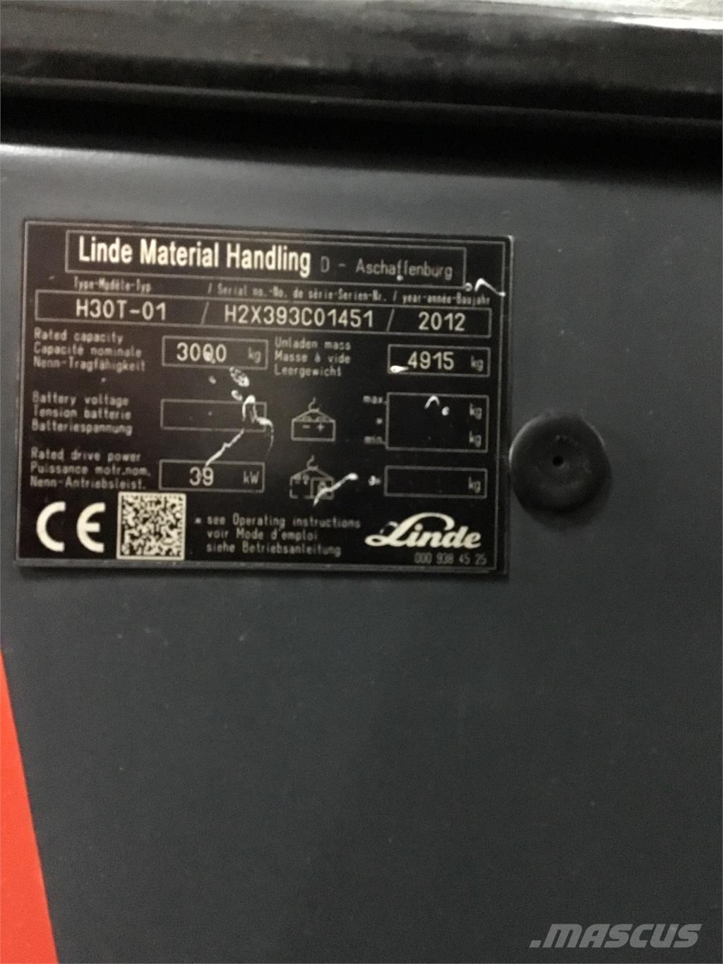 Linde H 30 T 01 LPG 지게차