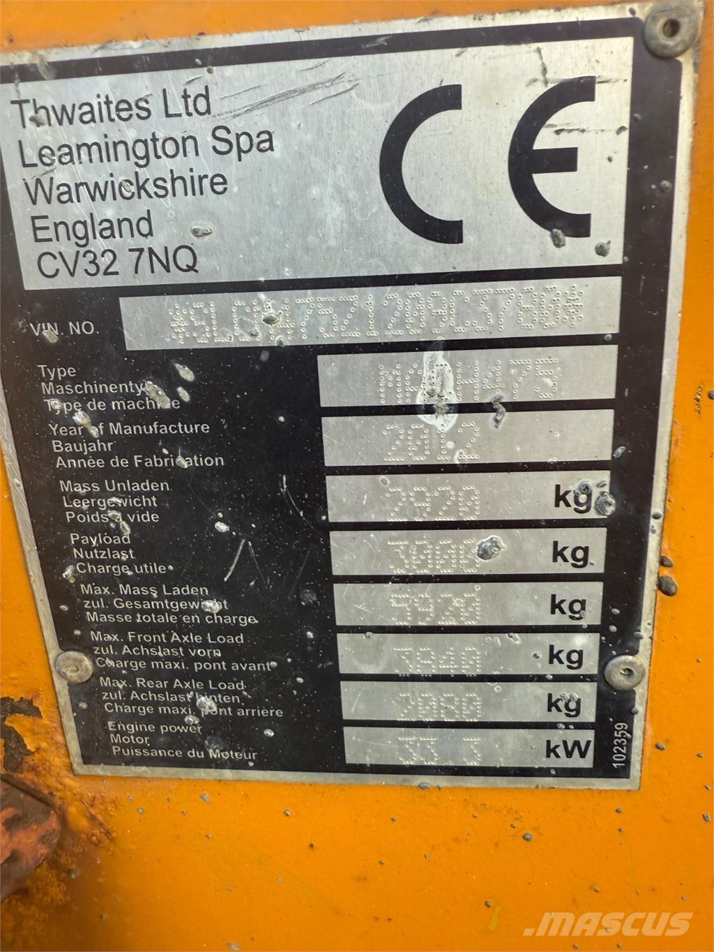 Thwaites 3 tons 건설현장 덤프트럭