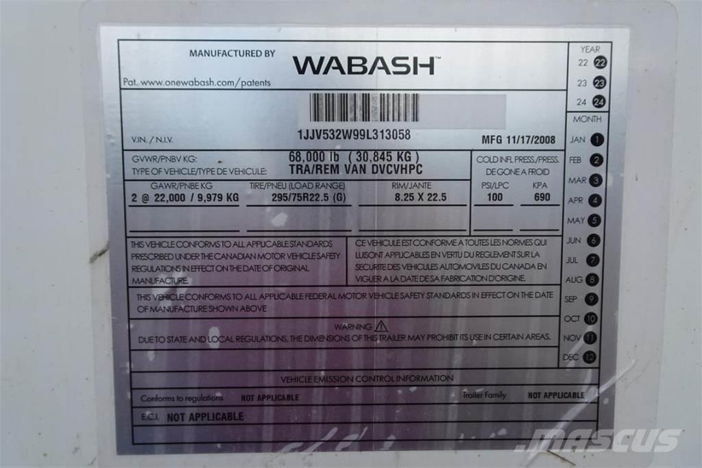 Wabash DVCVHPC 박스 바디 트레일러