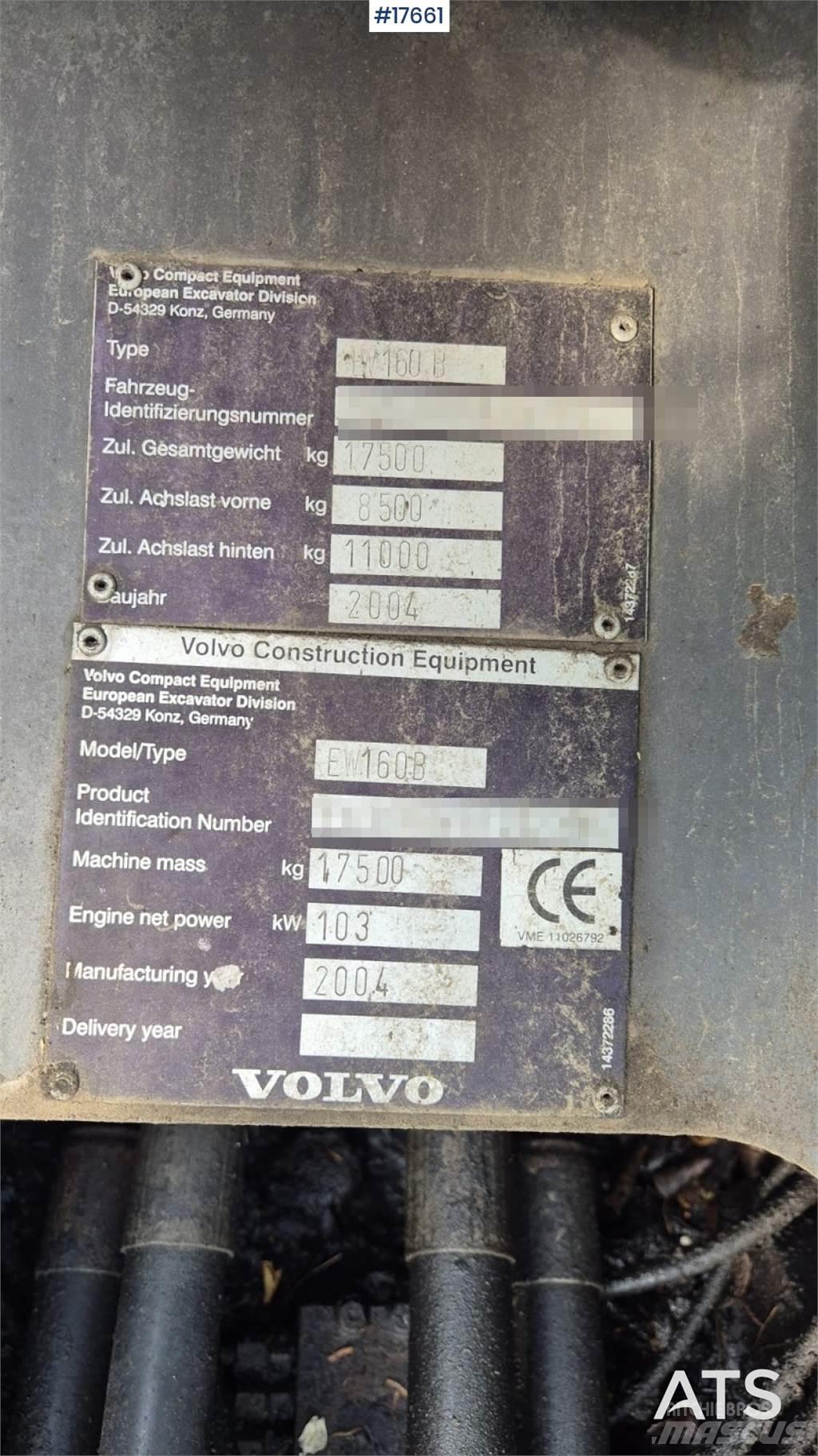 Volvo EW 160B  휠 굴삭기