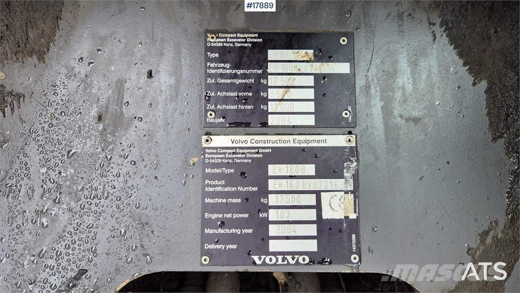 Volvo EW160B  휠 굴삭기