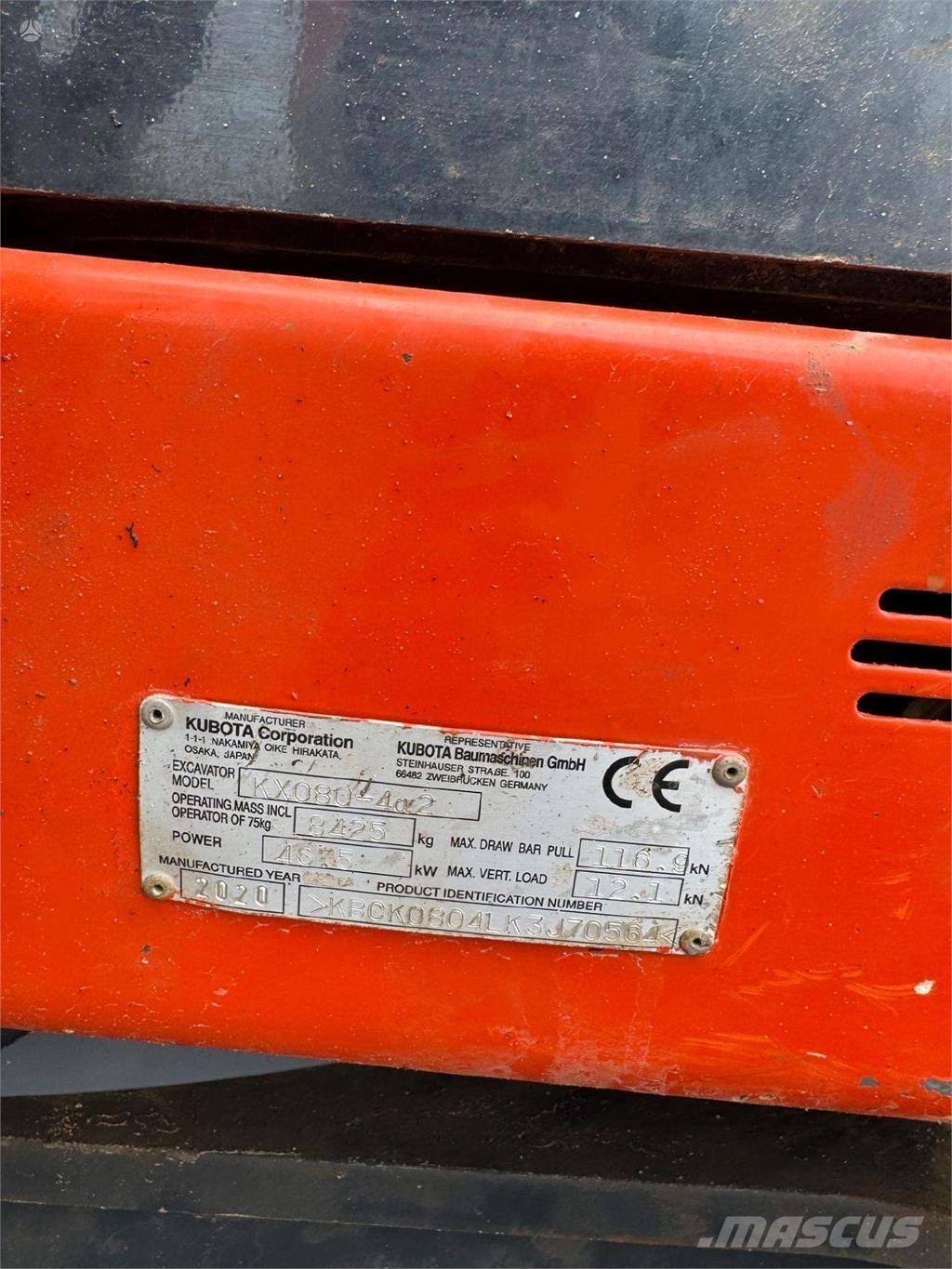 Kubota KX080-4a 대형 굴삭기 29톤 이상
