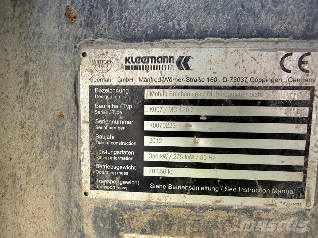 Kleemann MC120Z 이동식 분쇄기