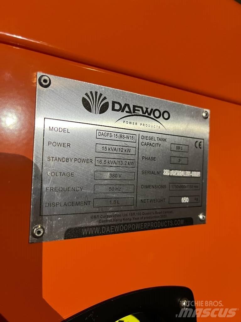 Daewoo Dagfs15-15 디젤 발전기