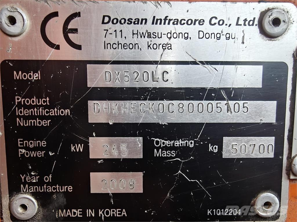 Doosan DX520LC 대형 굴삭기 29톤 이상