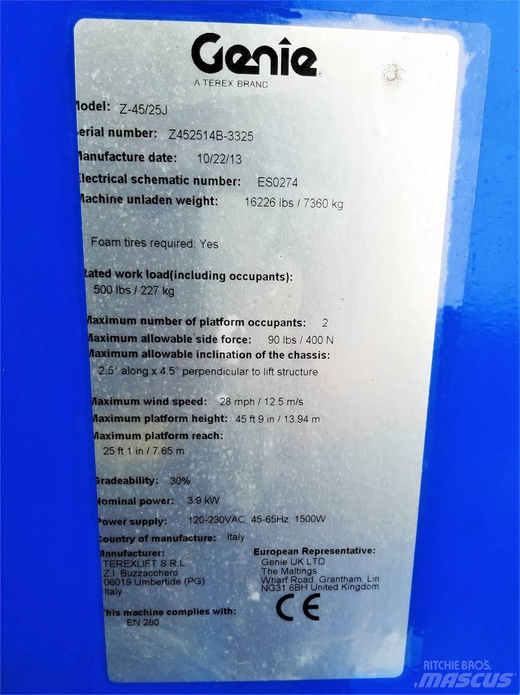 Genie Z45 25JDC 관절형 전동이동 리프트