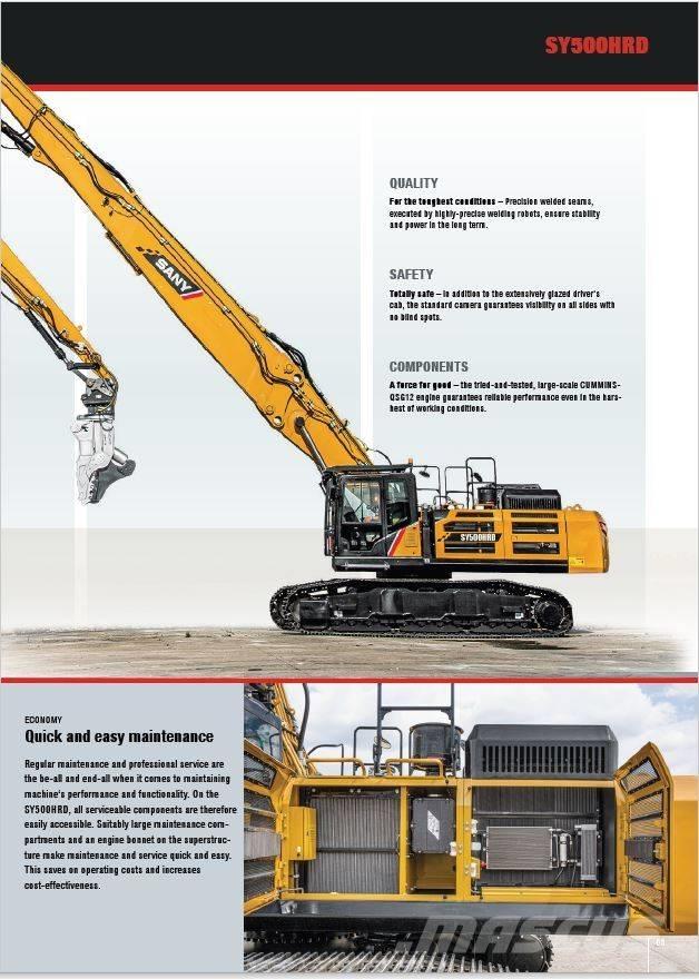 Sany SY500 HRD 파쇄용 굴삭기