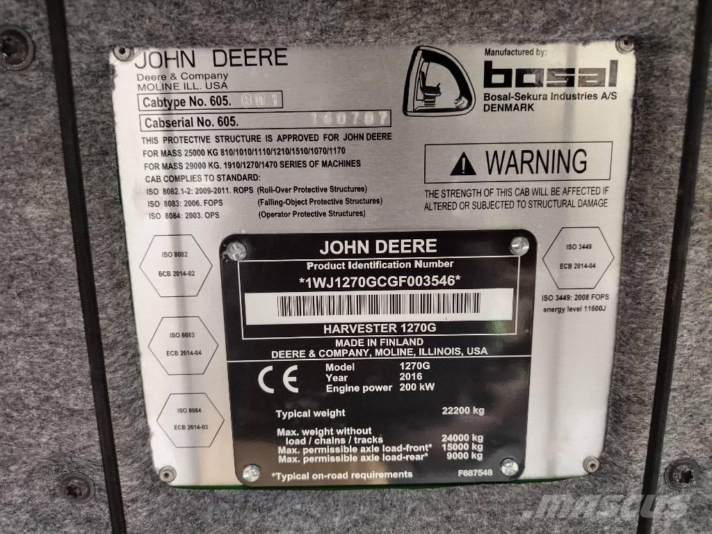 John Deere 1270G 6W 원목 하베스터
