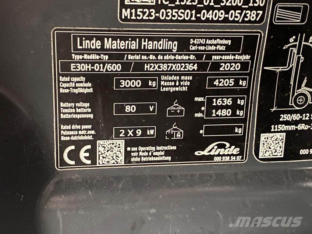 Linde E30H-01/600 전동 지게차