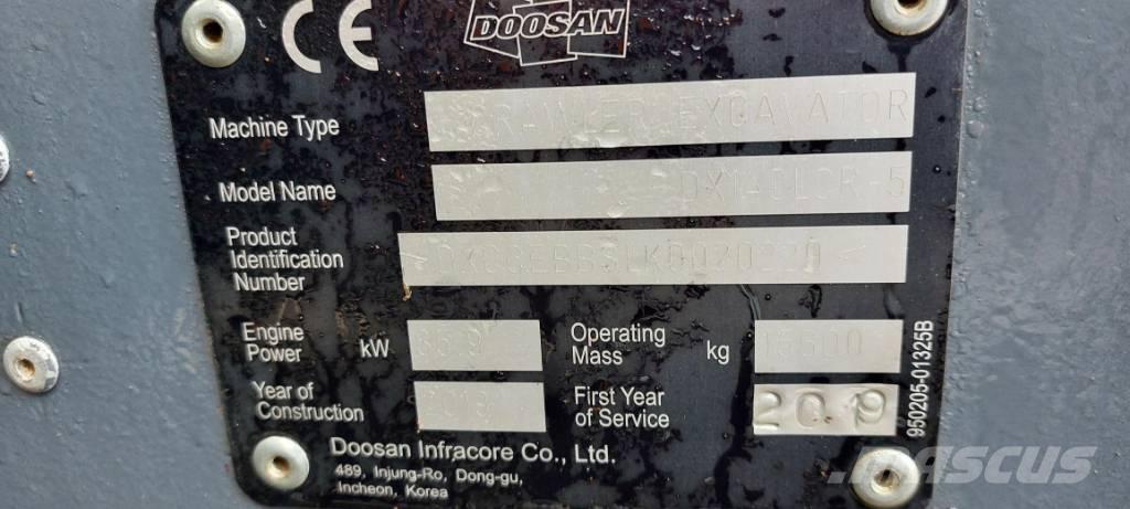 Develon DX140LCR-5 대형 굴삭기 29톤 이상