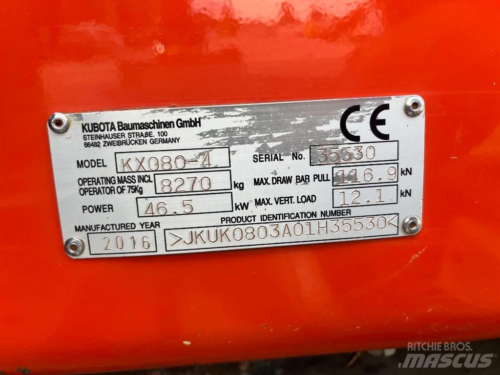 Kubota KX 080-4 중형굴삭기 7톤-28톤