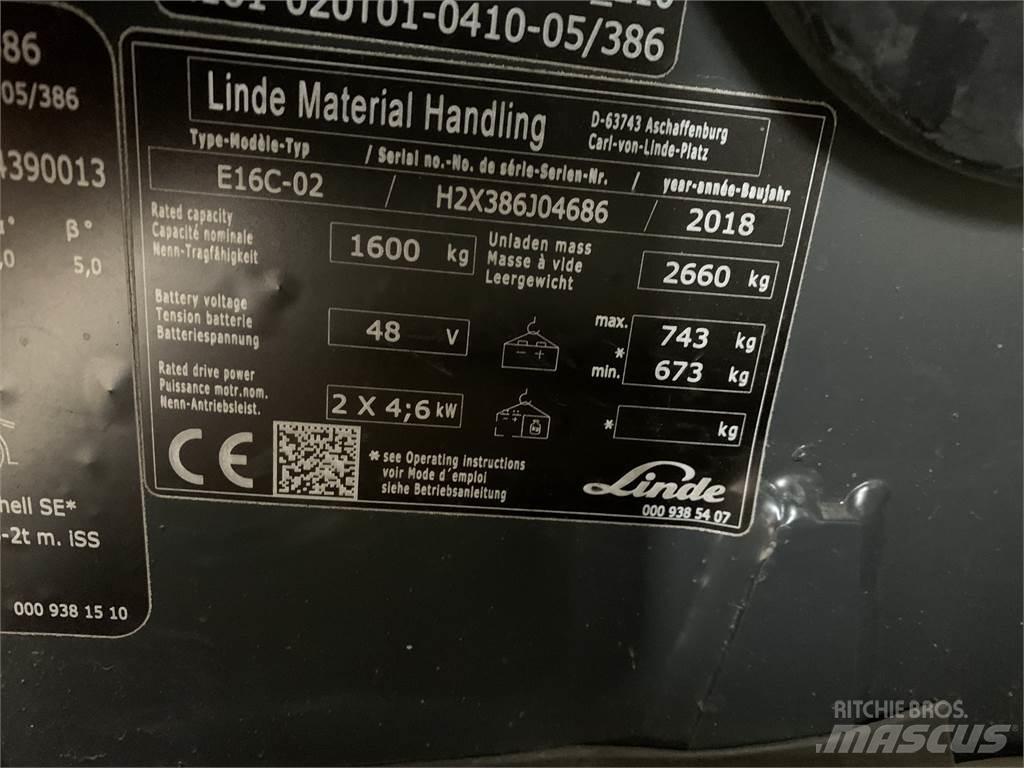 Linde E16C 전동 지게차