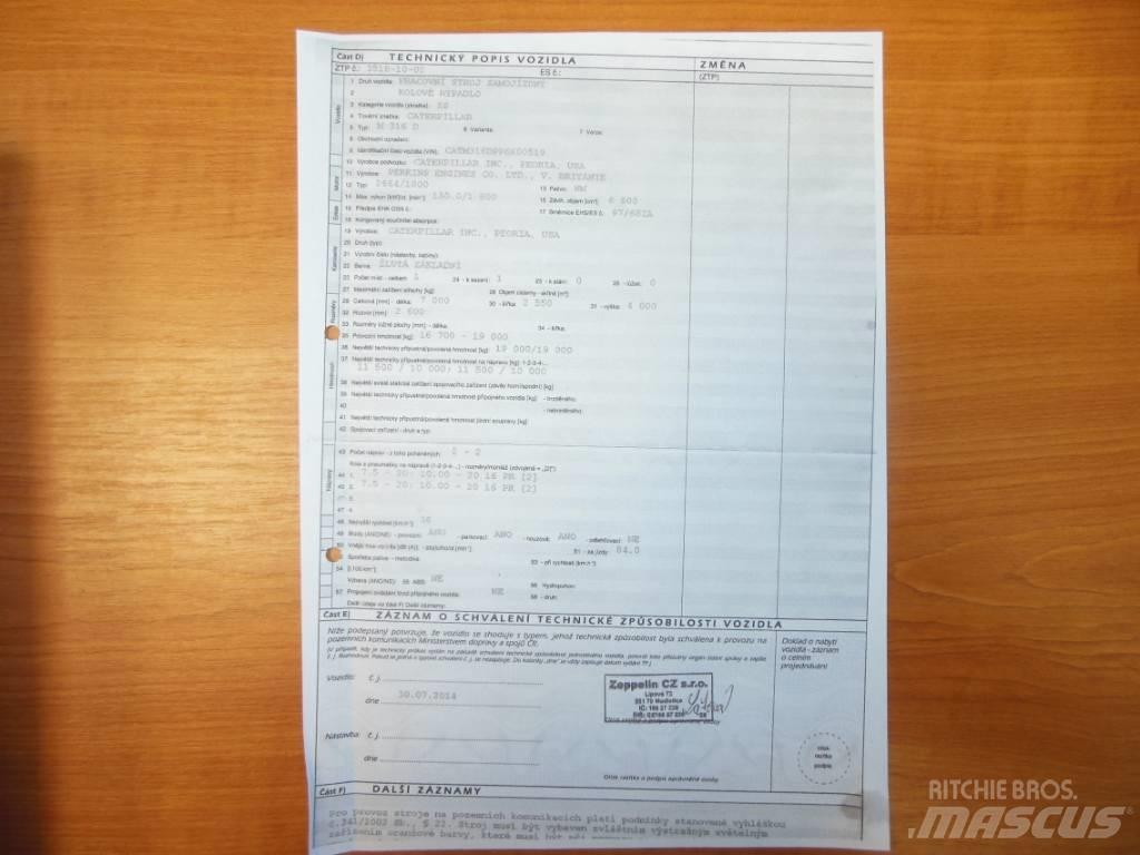 CAT M 316 D  휠 굴삭기