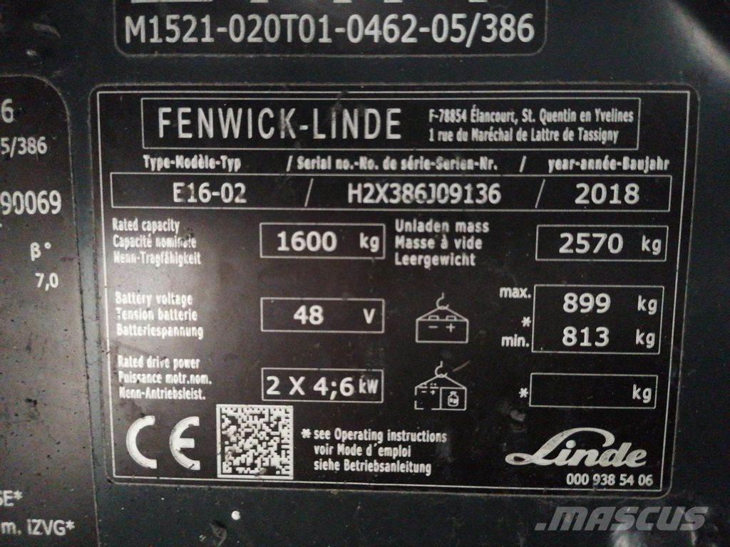 Linde E16-02 전동 지게차