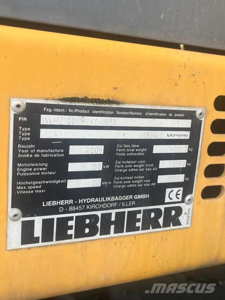 Liebherr A 934 C 폐기물/산업 처리기