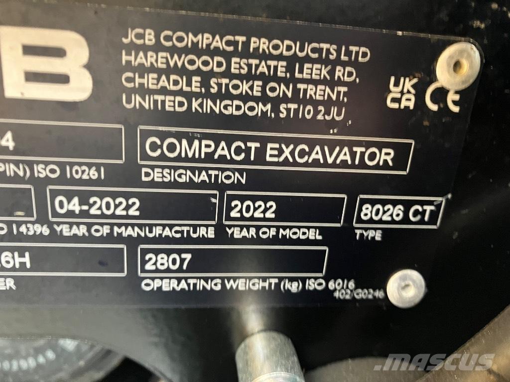 JCB 8026 CTS 소형 굴삭기 7톤 미만