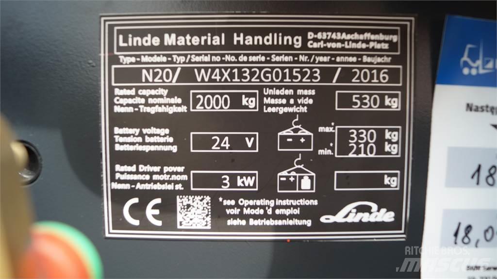 Linde N20 kurz 경량 반출 리프터