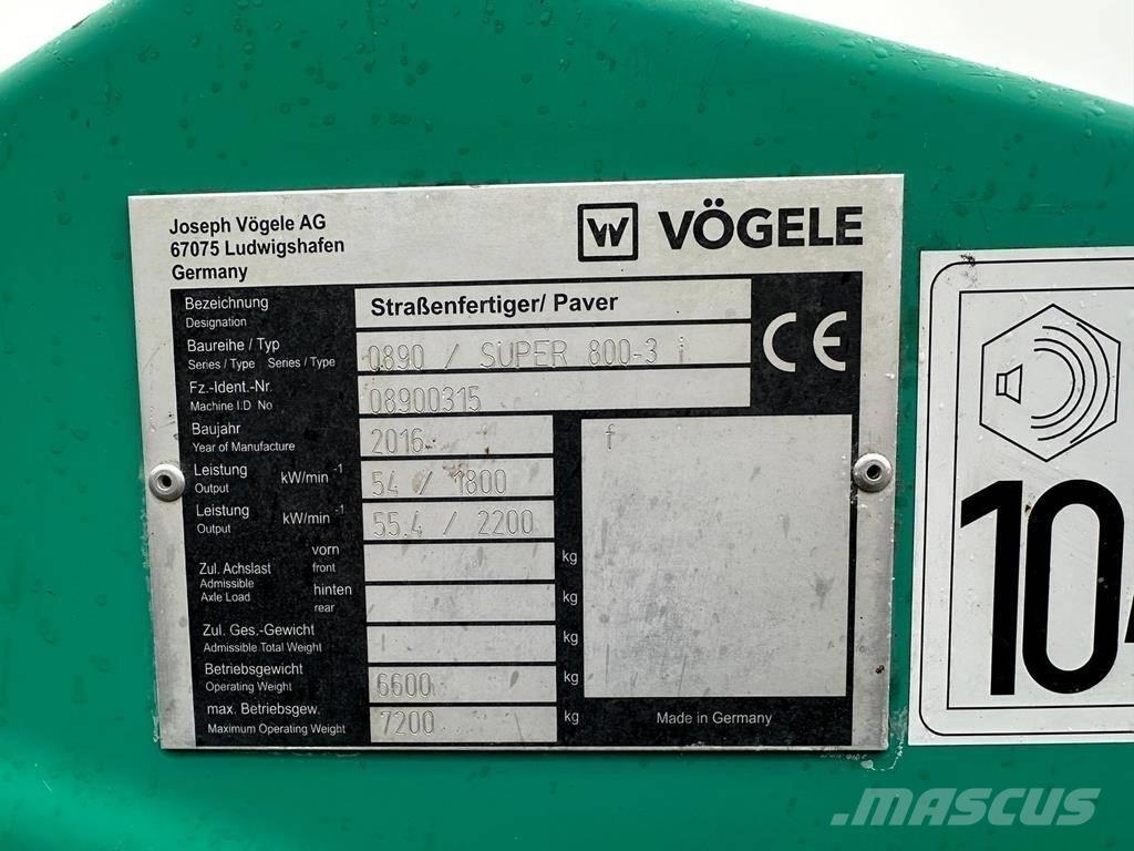 Vögele Super 800 -3i 아스팔트 포장장비