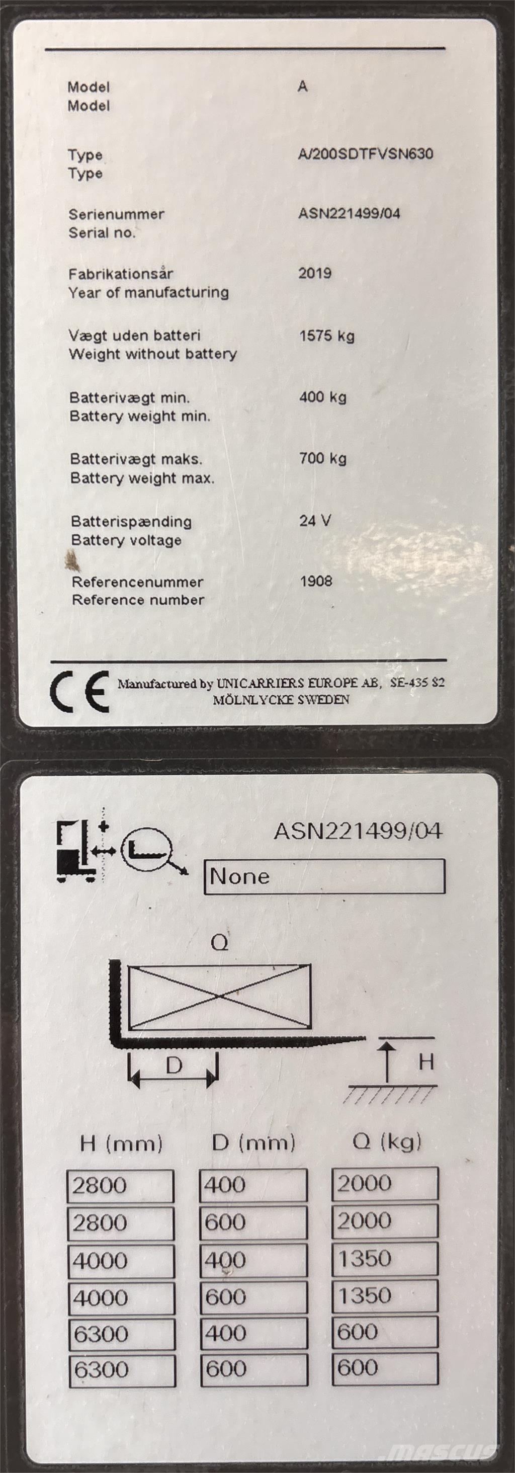 Atlet ASN200 보행식 리치 지게차