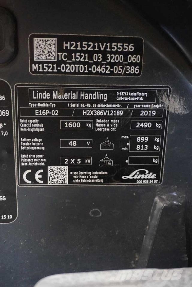 Linde E 16 P 전동 지게차
