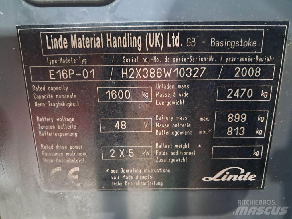 Linde E16P-01 전동 지게차