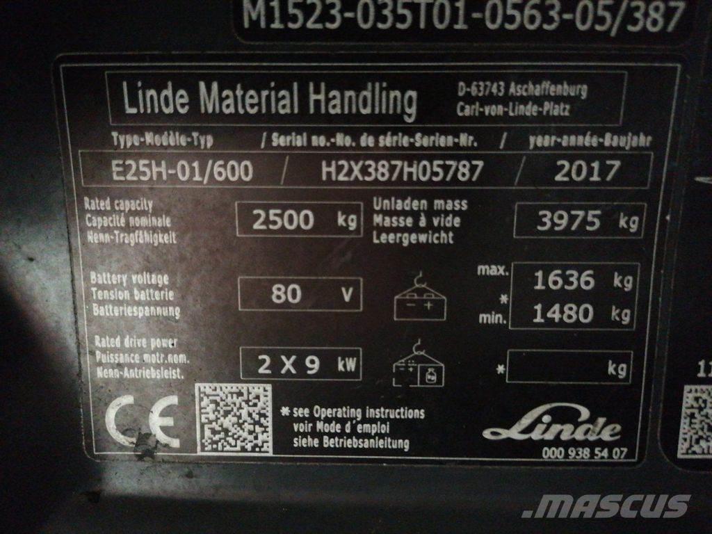 Linde E25H-01/600 전동 지게차
