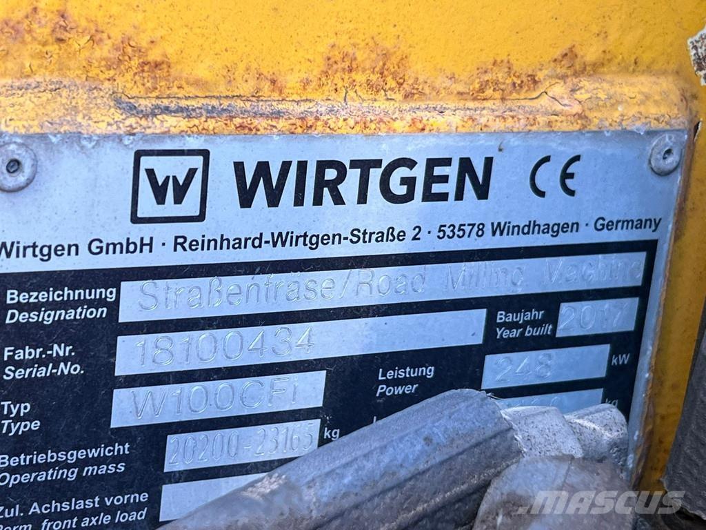 Wirtgen W100CFI 아스팔트 콜드 밀링 기계