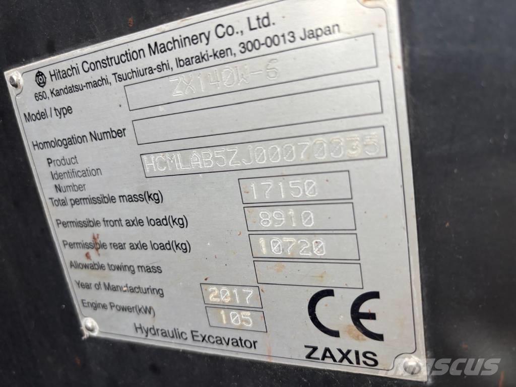 Hitachi ZX 140 W-6  휠 굴삭기