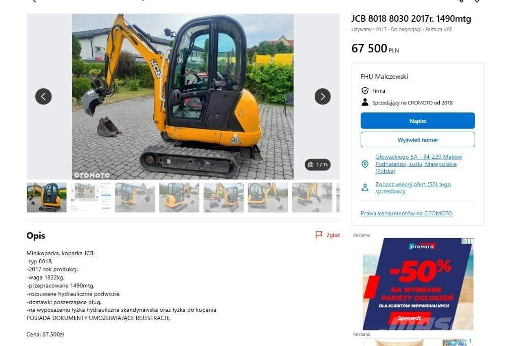JCB 8030 소형 굴삭기 7톤 미만