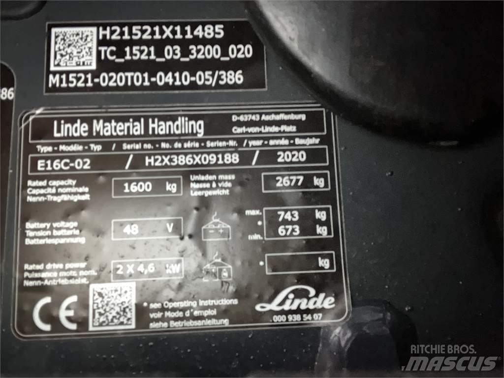 Linde E16C 전동 지게차
