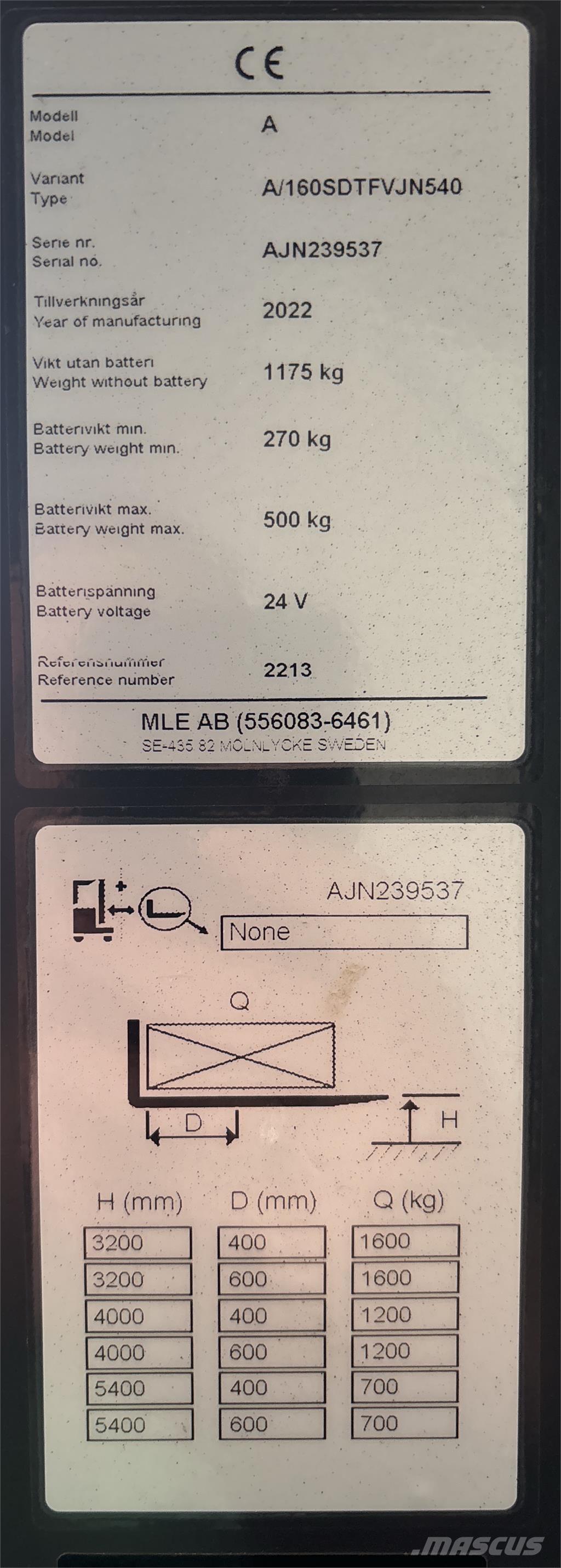 Atlet A160 보행식 리치 지게차