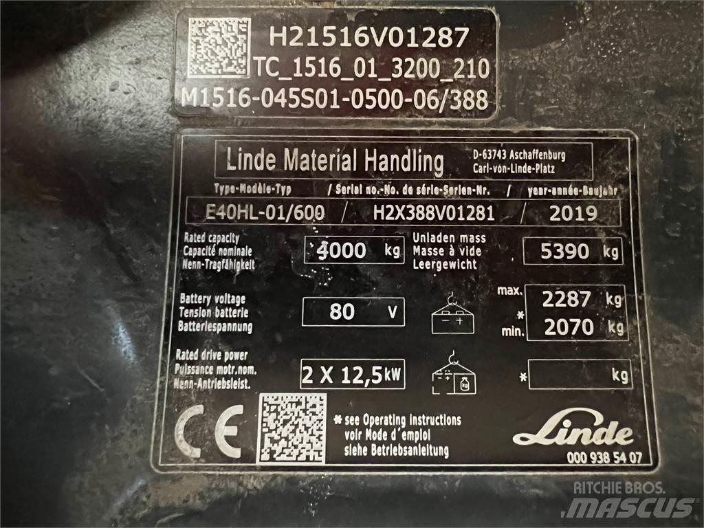 Linde E 40/600 HL 전동 지게차