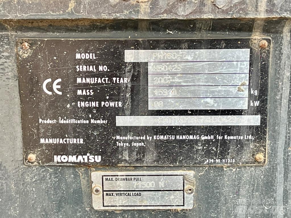 Komatsu PW 160  휠 굴삭기