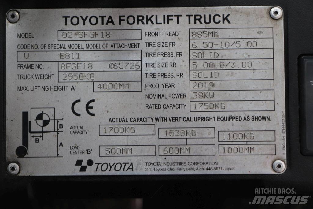 Toyota 02-8FGF18 LPG 지게차